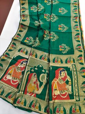 green meena weaving banarasi silk saree 1