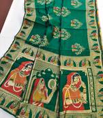 Green color meena weaving banarasi silk saree