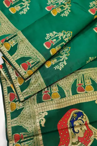 green meena weaving banarasi silk saree