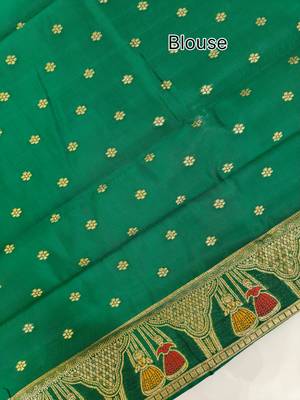 green meena weaving banarasi silk saree 4