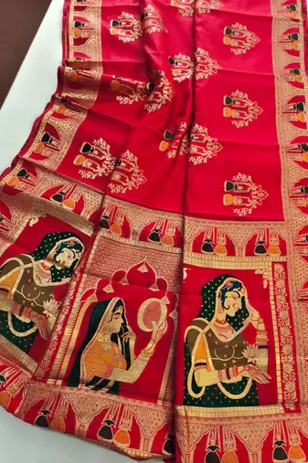 Red color meena weaving banarasi silk saree