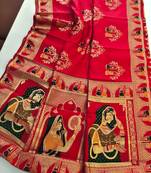 Red color meena weaving banarasi silk saree