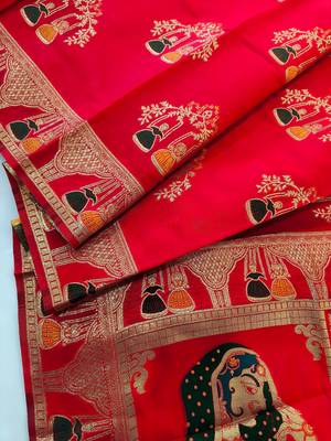 red meena weaving banarasi silk saree 2