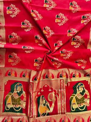 red meena weaving banarasi silk saree 3
