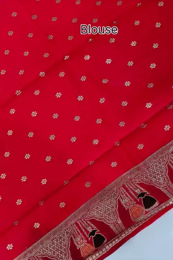 red meena weaving banarasi silk saree