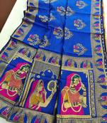 Royal blue color meena weaving banarasi silk saree