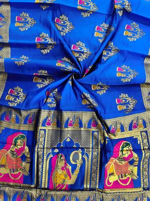 royal blue meena weaving banarasi silk saree 3