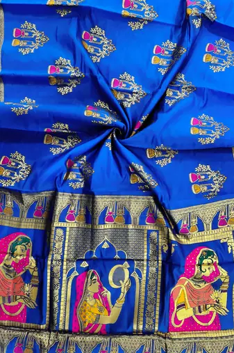royal blue meena weaving banarasi silk saree
