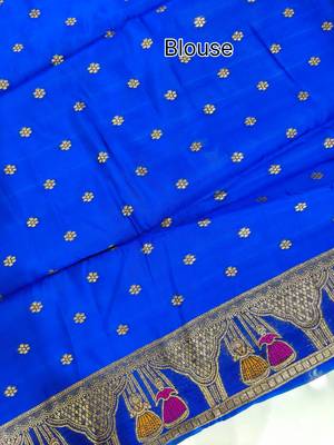 royal blue meena weaving banarasi silk saree 4