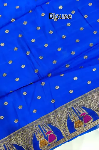 royal blue meena weaving banarasi silk saree