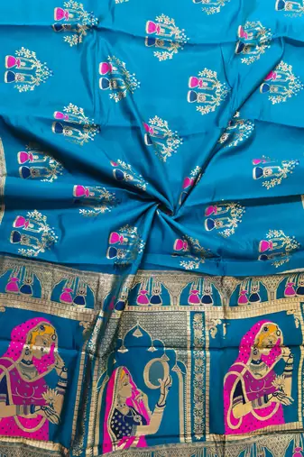 turquoise meena weaving banarasi silk saree