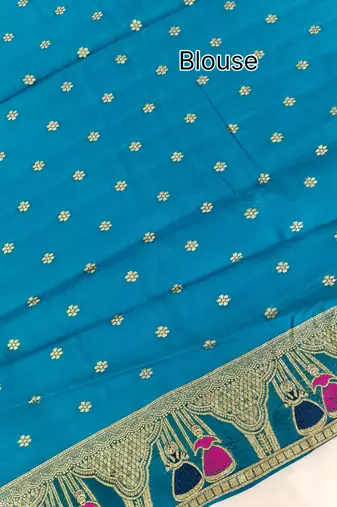 turquoise meena weaving banarasi silk saree