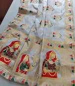 White color meena weaving banarasi silk saree