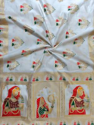 white meena weaving banarasi silk saree 3