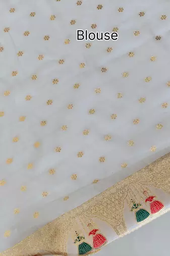 white meena weaving banarasi silk saree