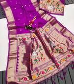Purple color small butties and fully zari woven paithani silk saree