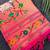 Rani pink color small butties and fully zari woven paithani silk saree