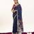 Navy blue color lotus , musa and zari weaving  muga cotton saree