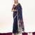 Navy blue color lotus , musa and zari weaving  muga cotton saree