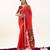 Red color lotus , musa and zari weaving  muga cotton saree