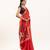 Red color lotus , musa and zari weaving  muga cotton saree