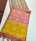 Cream color warli print with flowers tissue tussar silk warli saree
