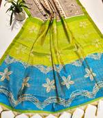 Cream color warli print with flowers tissue tussar silk warli saree