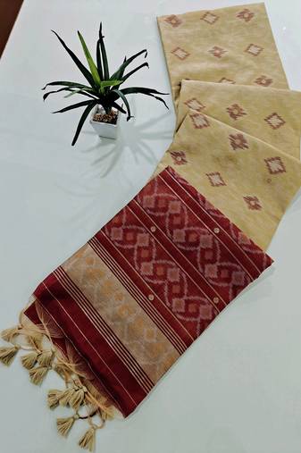 Cream blue color resham and zari weaving raw silk pochampali ikkat saree