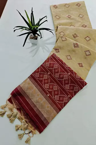 Cream blue color resham and zari weaving raw silk pochampali ikkat saree