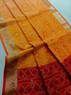 ember blue raw silk pochampally ikkat saree with zari border 3