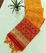 Ember blue color resham and zari weaving raw silk pochampali ikkat saree