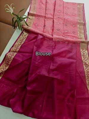 pink resham and zari weaving raw silk pochampally ikkat saree 4