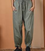Women relaxed grey viscose rayon trousers