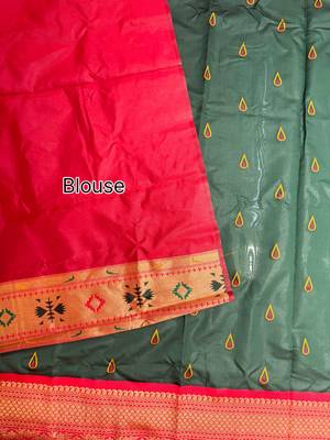 dark green peacock design zari weaving banarasi paithani silk saree 4