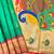 Emerald color peacock design with zari weaving banarasi paithani silk saree