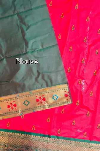 hot pink peacock design zari weaving banarasi saree