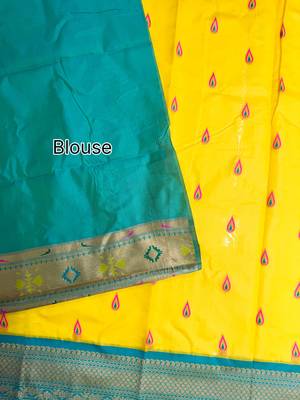 yellow peacock design zari weaving banarasi paithani saree 4