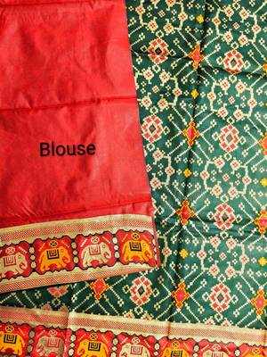 dark green zari and meena weaving patola silk saree 4