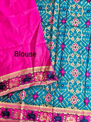teal zari and meena weaving patola silk saree 4