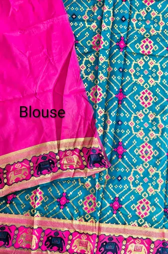 teal zari and meena weaving patola silk saree