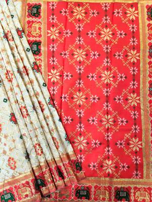 white zari and meena weaving patola silk saree 3