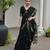 Black color double shaded zari weaves jute linen silk saree