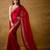 Red silk blend embroidered saree
