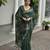 Dark green color double shaded zari weaves jute linen silk saree