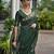 Dark green color double shaded zari weaves jute linen silk saree