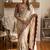 Cream silk blend embroidered saree