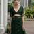 Dark green color double shaded zari weaves jute linen silk saree