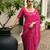Hot pink color double shaded zari weaves jute linen silk saree