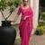 Hot pink color double shaded zari weaves jute linen silk saree