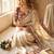 Cream silk blend embroidered saree